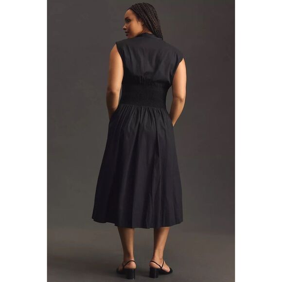Anthropologie The Tommie Zip-Front Midi Dress Maeve Black XS NEW - Picture 8 of 9